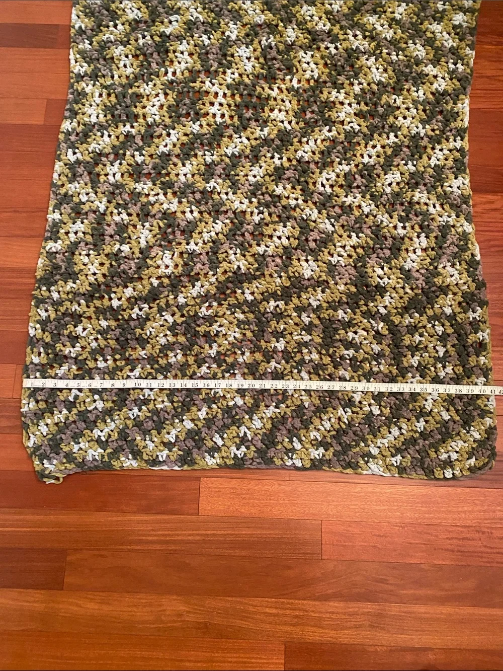 Handmade Multicolor Soft Crochet Throw Beautiful Color Olive, Cream Green 41x57